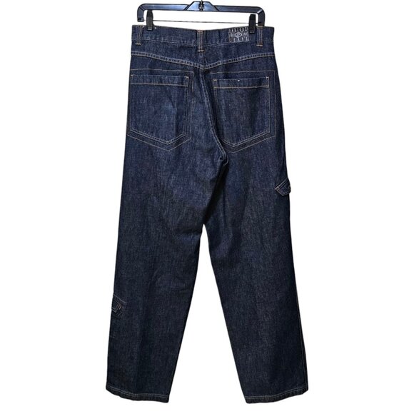 Barcode Jeans Y2K Baggy Wide Leg Denim 32x34 Cargo Stash Pocket Streetwear Skate - Picture 2 of 12